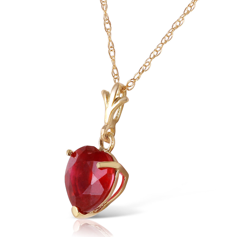 14K. SOLID GOLD NECKLACE WITH NATURAL HEART RUBY (Yellow Gold)